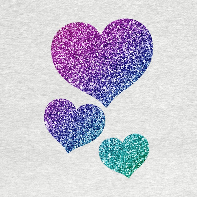 Blue Purple Gradient Glitter Hearts by BiscuitSnack